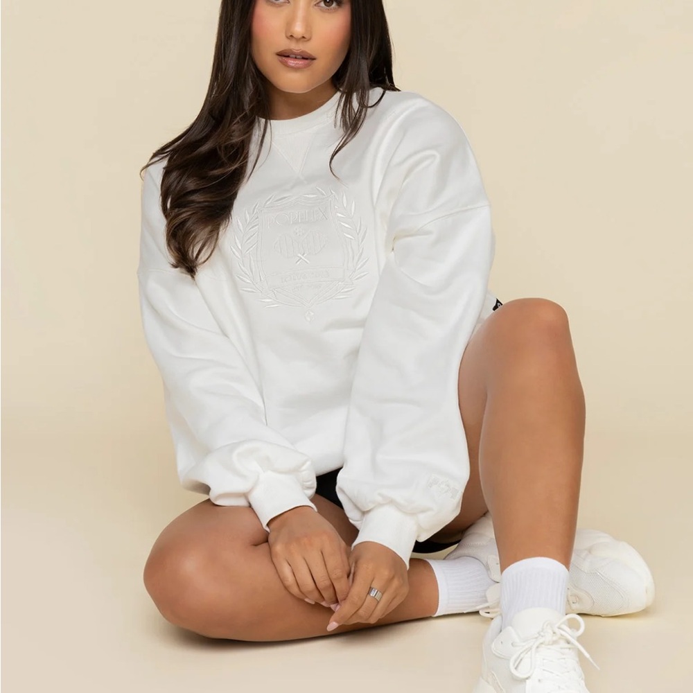 POPFLEX White Sweatshirt with Pockets Pickleball NWT XXS/XS